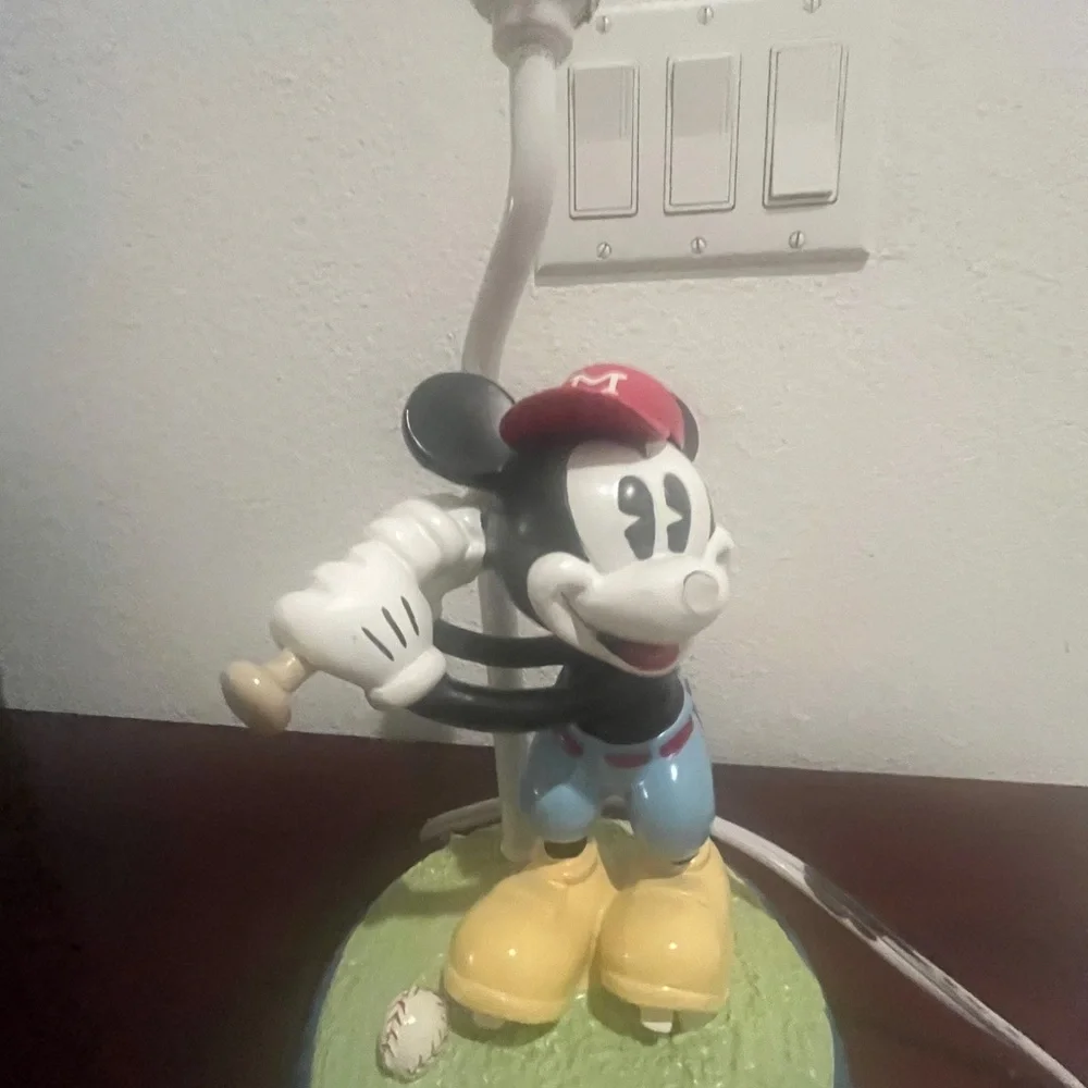 Mickey Mouse Baseball Lamp Kids Room Decor- Works No Shade